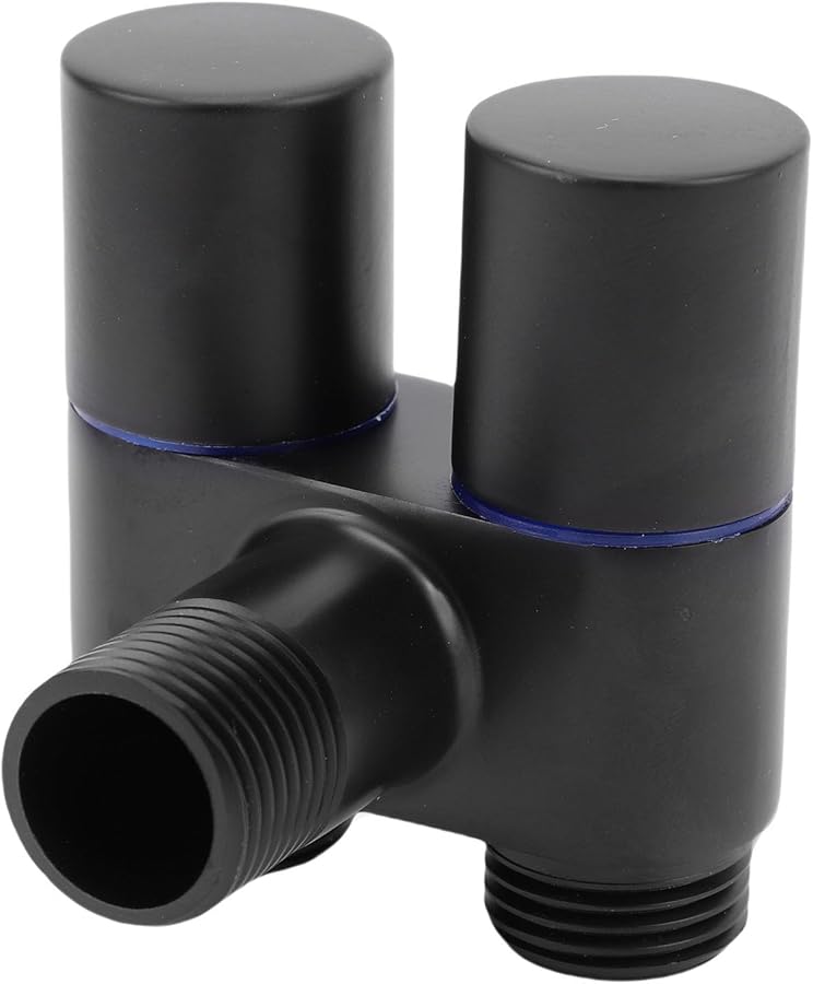 صمام زاوية معدني أسود للتركيب على الحائط G1 2 تحكم مزدوج 1 مدخل 2 مخرج للمرحاض - Image 4