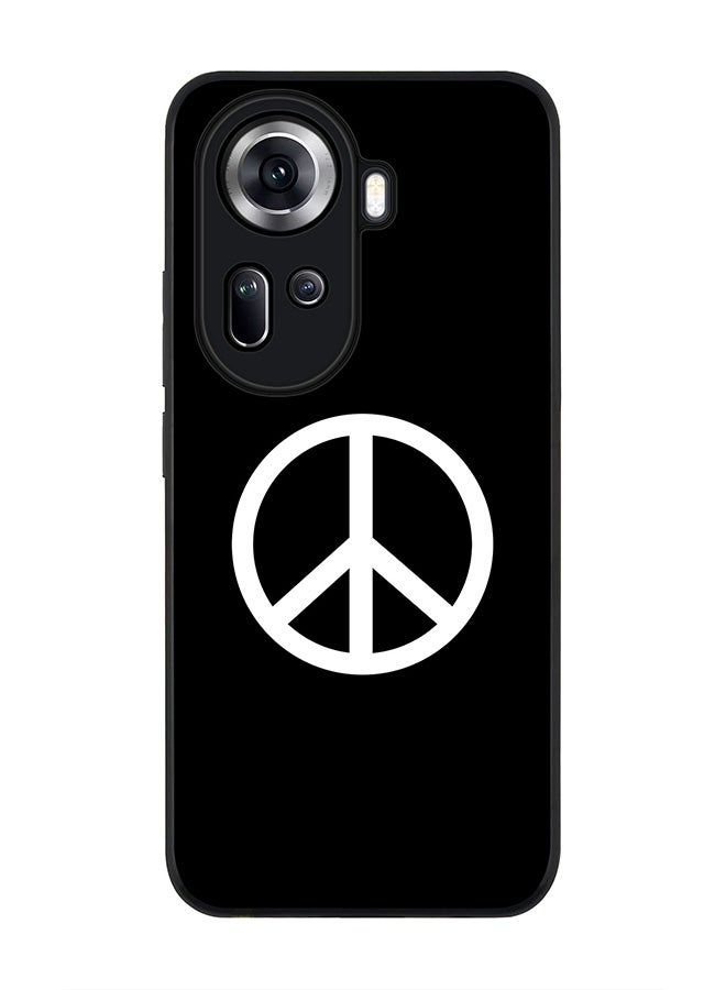 Stylizedd Rugged Black Edge Case for Oppo Reno11, Slim fit Soft Case Flexible Rubber Edges Anti Drop TPU Gel Thin Cover -  Peace Sign - Image 1