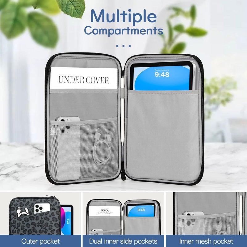 Dadanism 9-11 Inch Tablet Sleeve Bag Carrying Case for iPad (A16) 11th Gen 11", iPad 10th Gen 10.9" Air 5/4, i-Pad Air/Pro 11", i-Pad 9/8/7th, Galaxy Tab A9+ Plus 11", reMarkable 2 10.3",Leopard Black - Image 3