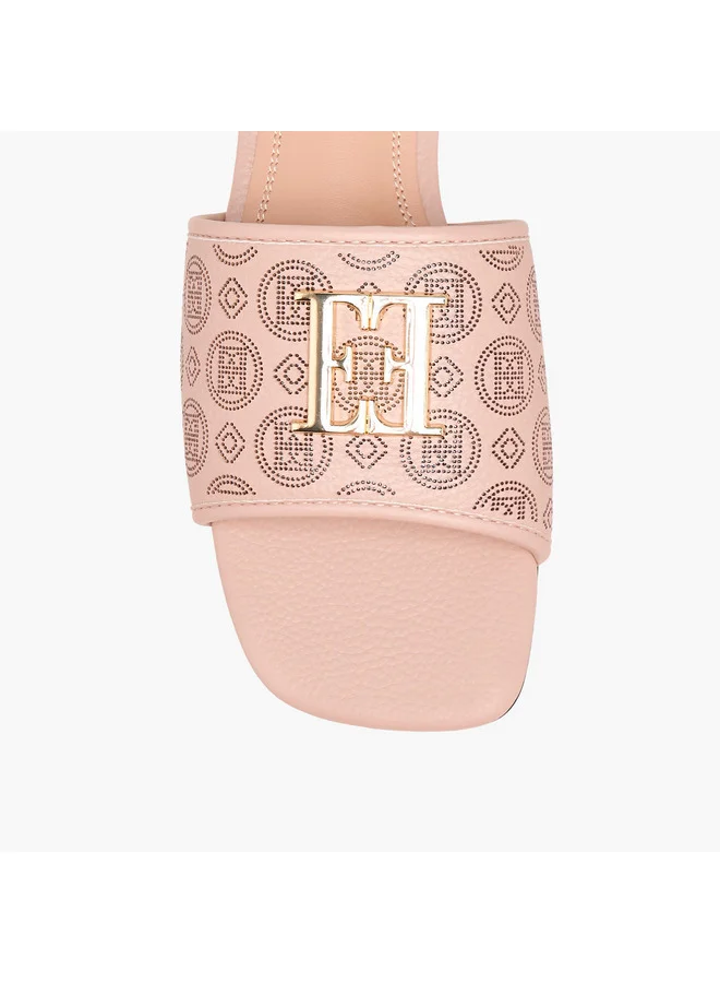 ELLE Women's Laser Cut Detail Slip-On Flat Sandals
