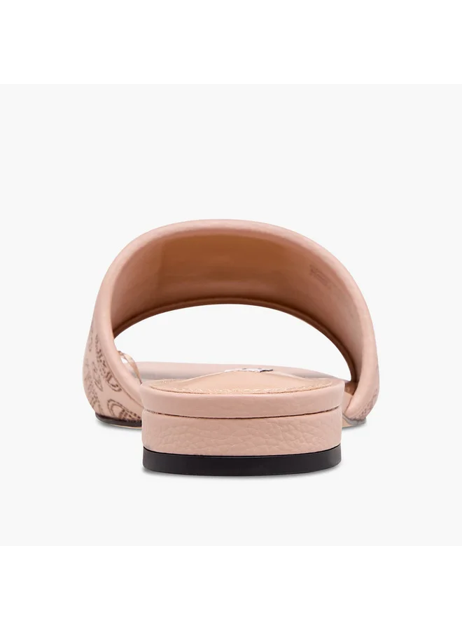 ELLE Women's Laser Cut Detail Slip-On Flat Sandals