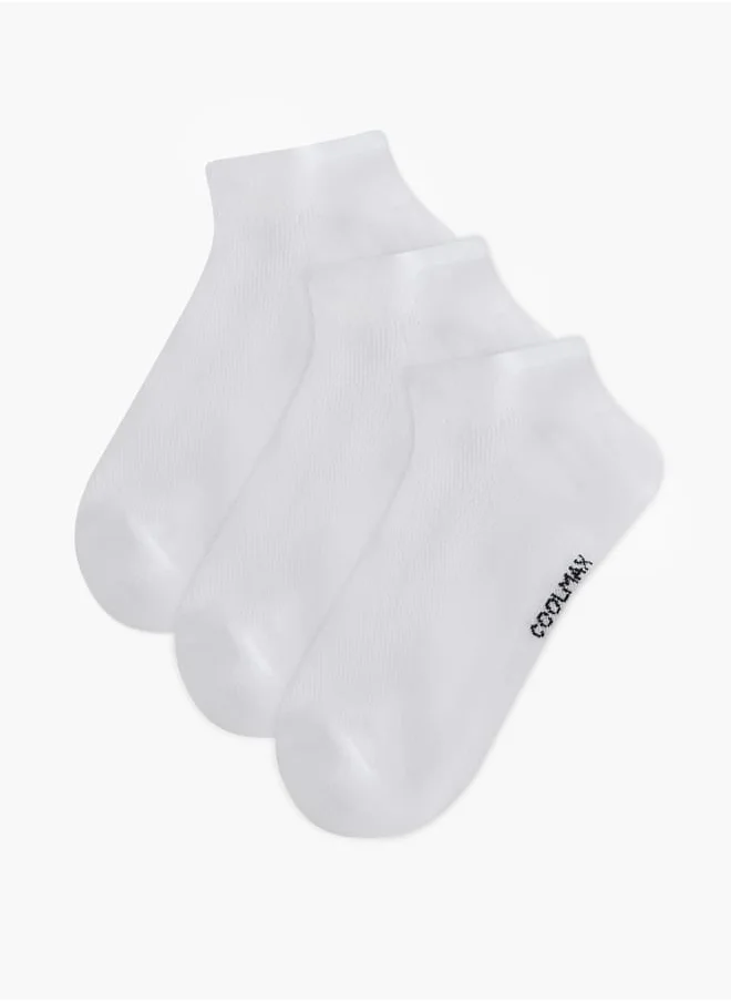 Dash Men's Logo Print Non Terry Ankle Length Socks - Set of 3