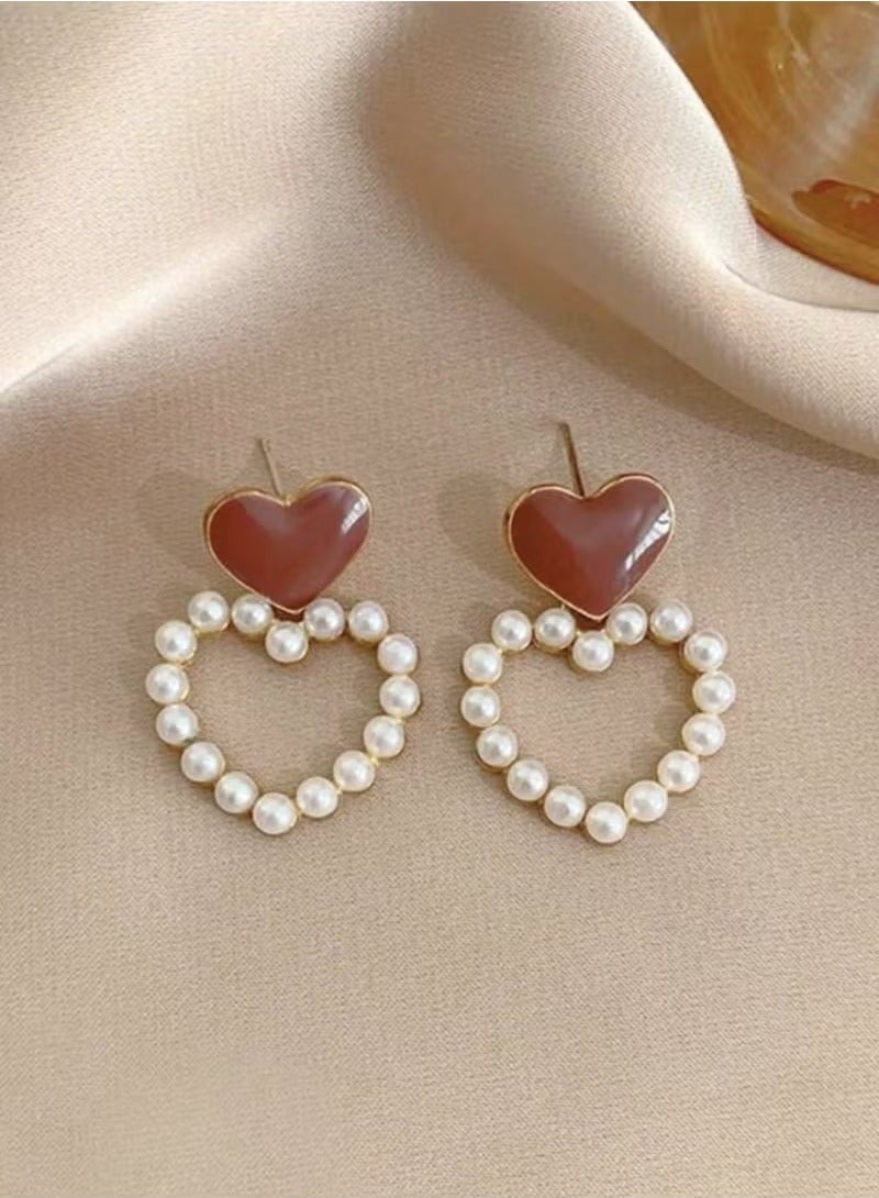 10pcs Simple Vintage Pearl Flower Hollow Heart Two-tone Earrings Set Luxury Unique - Image 5