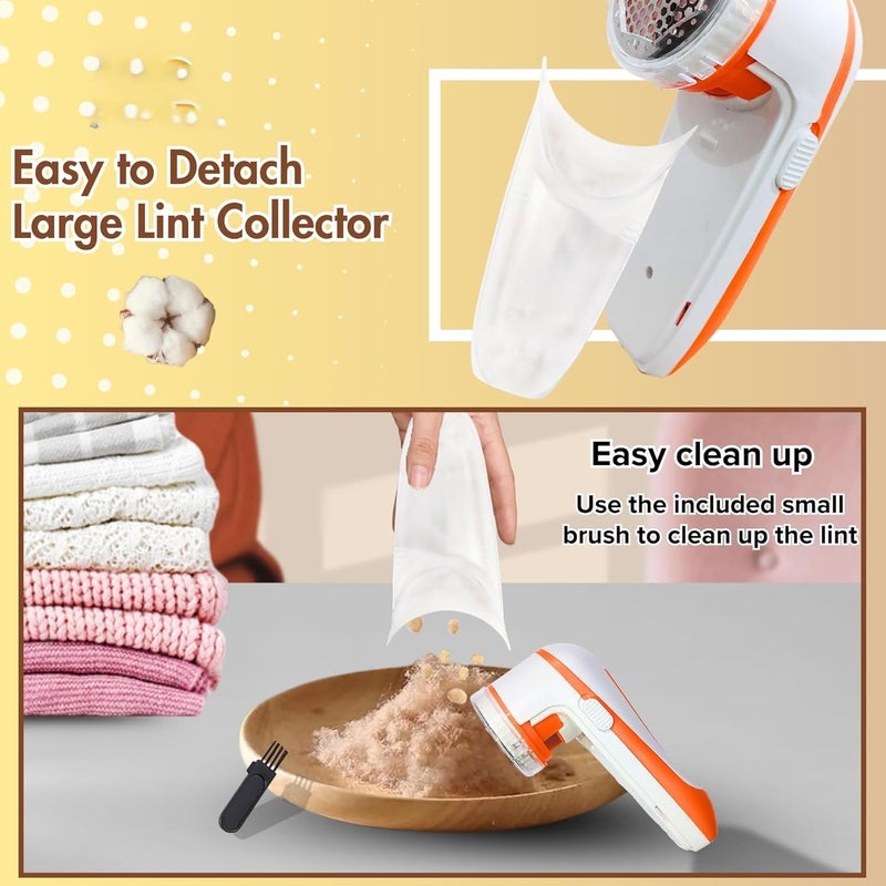 REMICH Electric Lint Remover Portable Fabric Shaver Defuzzer with 3Leaf Blades Dual Protection Removable Bin Quickly Remove Fuzz Lint Balls Pills Bobbles from Clothes CouchCarpet - Image 5