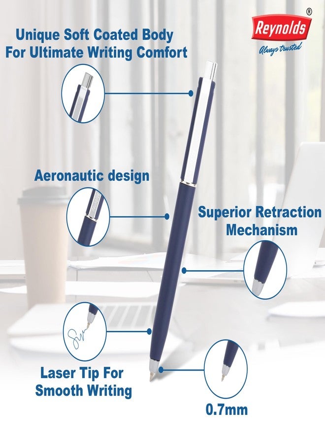 Reynolds JETTER AEROSOFT Ball Pen SET - 5 PENS BLUE | MULTI BODY COLOR BALL PEN WITH COMFORTABLE GRIP |BLUE BALL PENS FOR WRITING | PEN FOR PROFESSIONALS | 0.7 mm TIP SIZE - Image 2