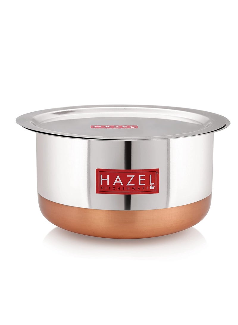 HAZEL Steel Copper Bottom Tope with Lid | Copper Bottom Vessels for Cooking |Copper Bottom Cooking Utensils | Stainless Steel Tope Patila, Capacity 1000 ml - Image 4