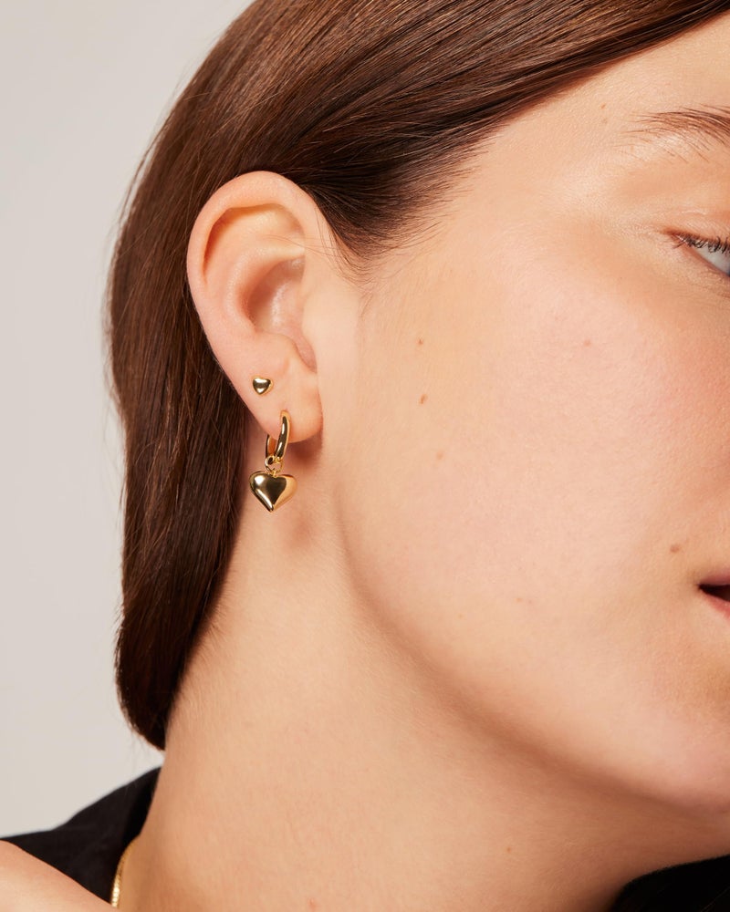 PAVOI Rhodium Plated 925 Sterling Silver Posts Heart Charm Huggie Hoop Earrings for Women | Lightweight Love Drop Dangle Huggie Earrings - Image 2