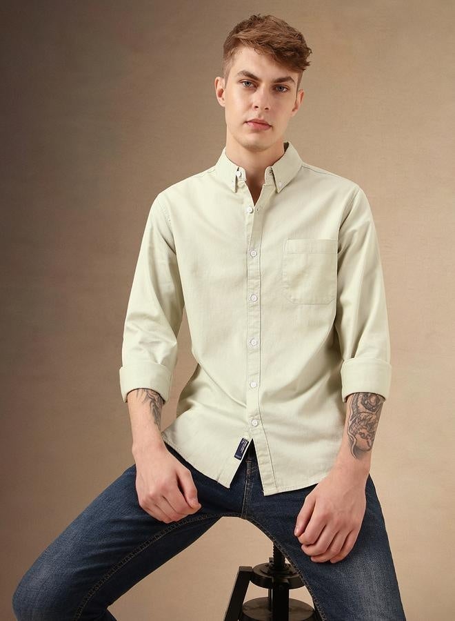 Dennis Lingo Relaxed Fit Green Cotton Casual Shirt Regular Collar - Image 2