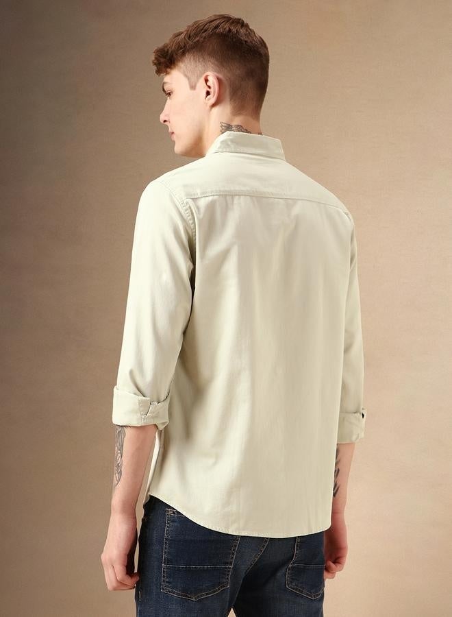 Dennis Lingo Relaxed Fit Green Cotton Casual Shirt Regular Collar - Image 5