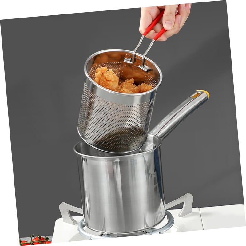 Stainless Steel Deep Fryer Pot with Basket Heat Resistant Oil Strainer Kitchen Cooking - Image 5
