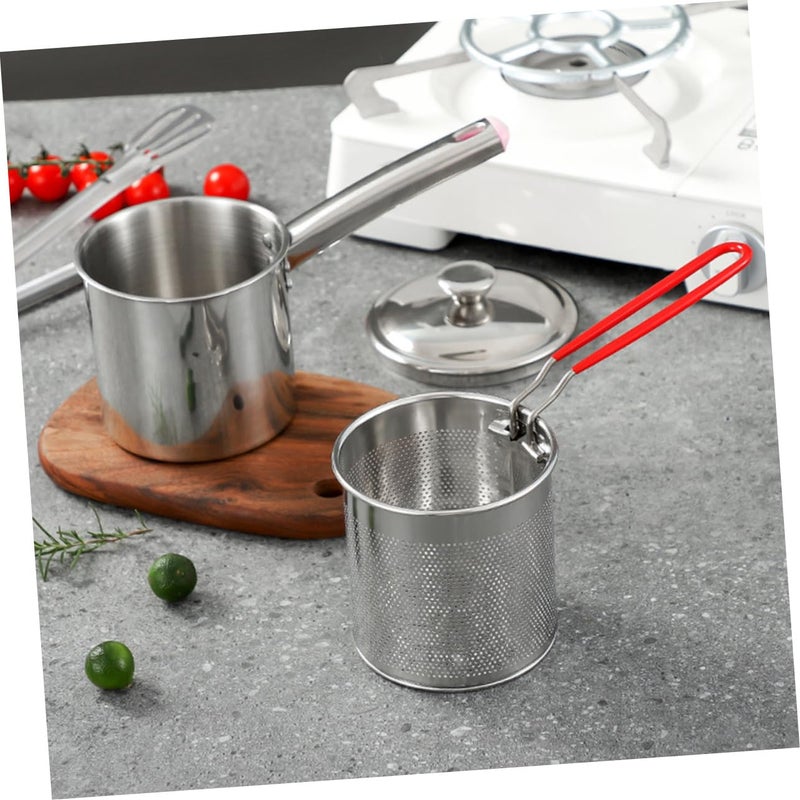 Stainless Steel Deep Fryer Pot with Basket Heat Resistant Oil Strainer Kitchen Cooking - Image 3