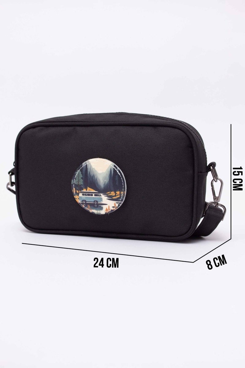 Kaff Black K00700 Interchangeable Sticker Crossbody Hand and Shoulder Bag  - Image 3