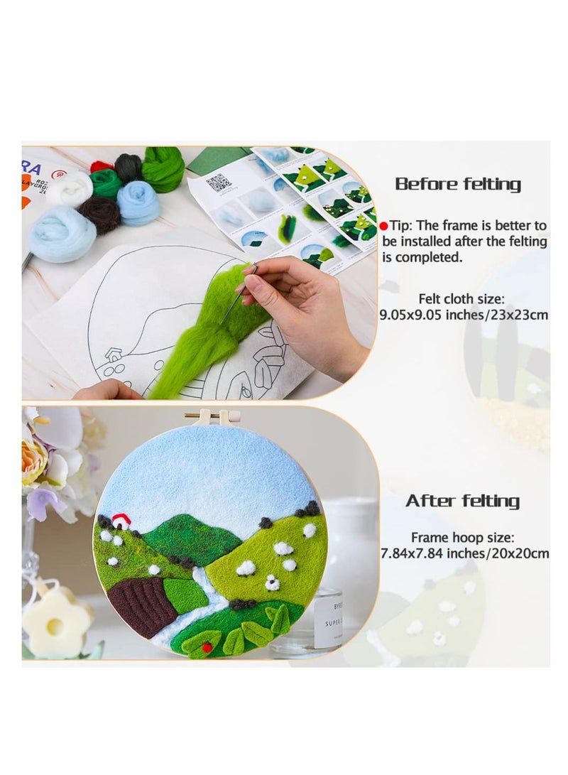 Embroidery Kits, Needle Felt Starter Set for Beginners, Wool Needle Felt Set with Embroidery Hoop Color Threads Felt - Image 3