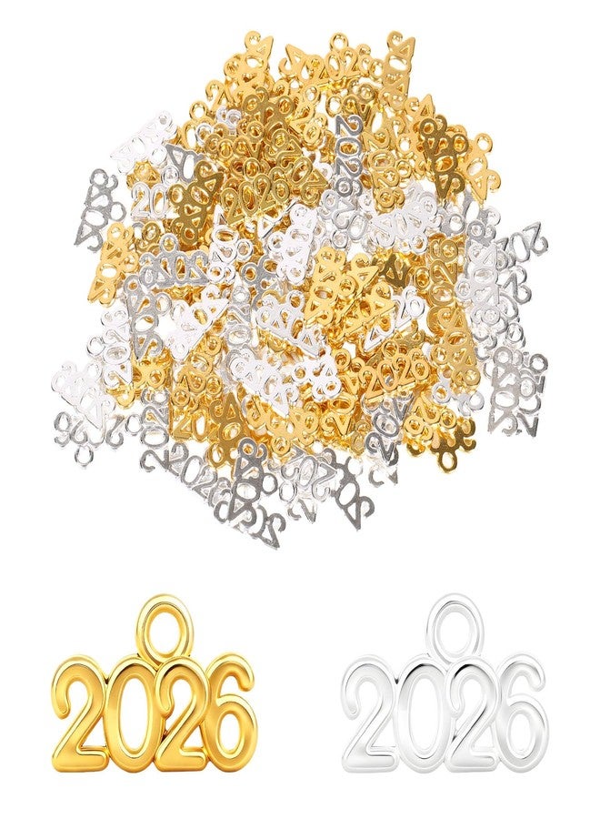 Penitue 120pcs 2026 Charms for Crafts, Zinc Alloy 2026 Year Pendants for Graduation Tassels Decor Gift Accents Keychain Embellishments Jewelry Making and DIY Projects, Medium, Zinc, No Gemstone - Image 1