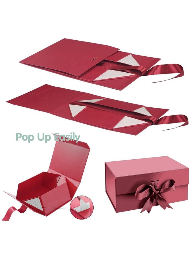 Aakriti Maroon Foldable Rakhi Gift Box Empty Gift Box with Satin Ribbon, Multipurpose Hamper Box Holds upto 5 kg Reuse Gift Boxes for Gift Packing (Medium 24 x 17 x 10 cm, Maroon Matte Finish 1Pcs) - Image 5