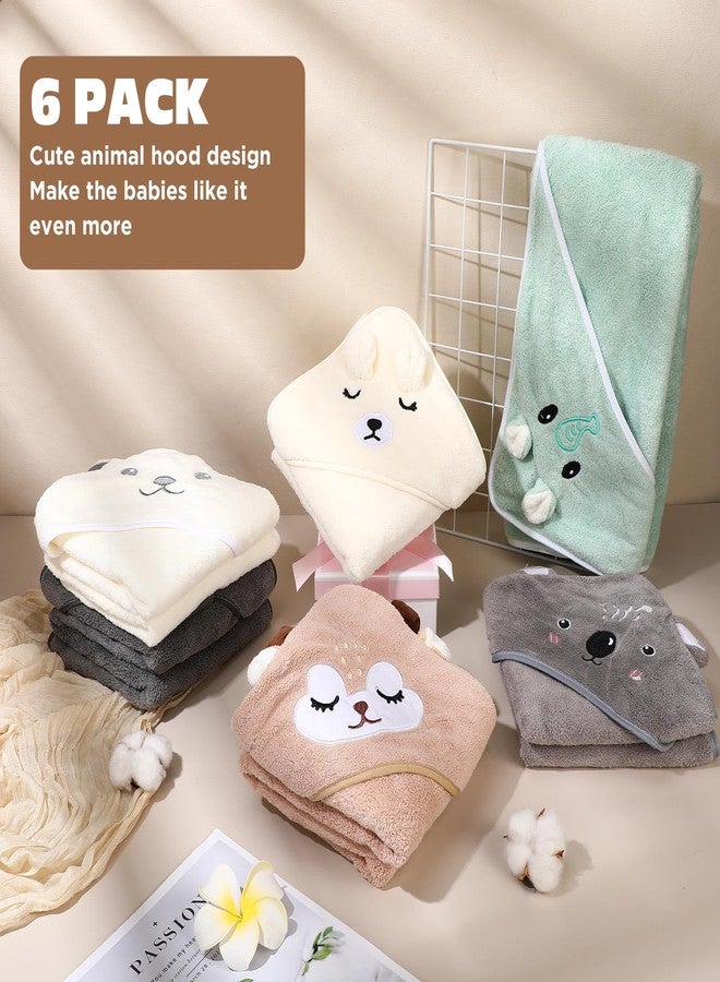 SmoothNovelty 6 Pack Baby Bath Towels Set 31.5 x 31.5 Inch Baby Hooded Towel Coral Fleece Soft Absorbent Toddler Hooded Bath Blanket for Newborn Boy Girl Shower Kids Infant Gift(Multicolor,Classic) - Image 5