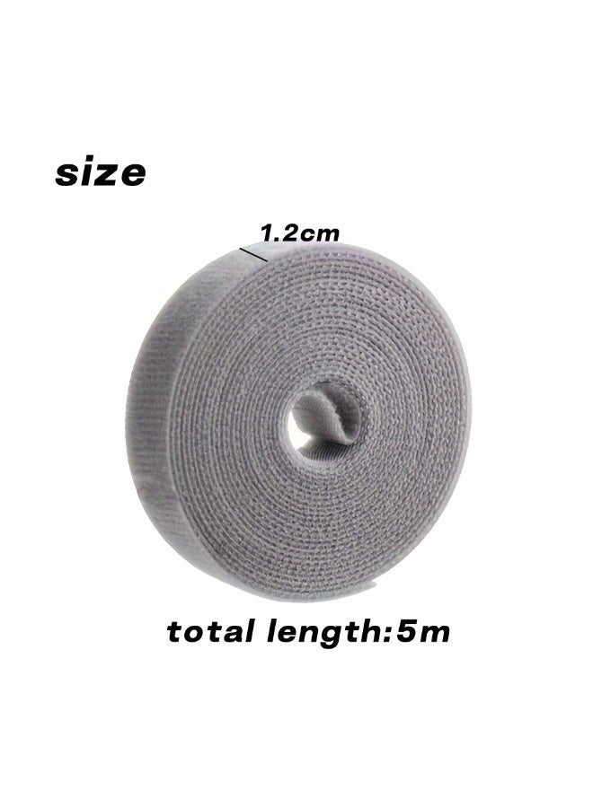FLOVAZO 4 Rolls of 5m Reusable Hand Tear Cable Ties - Multi-Purpose Organizer for Charging Headset Computer Cables Home Office, (Gray andWhite) - Image 3