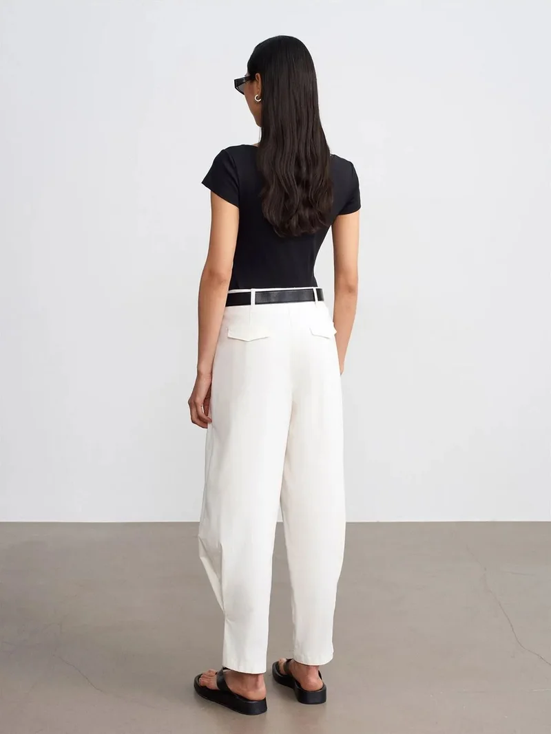 ديلفين Dilvin Women’s High-waist Wide-leg Poplin Trousers