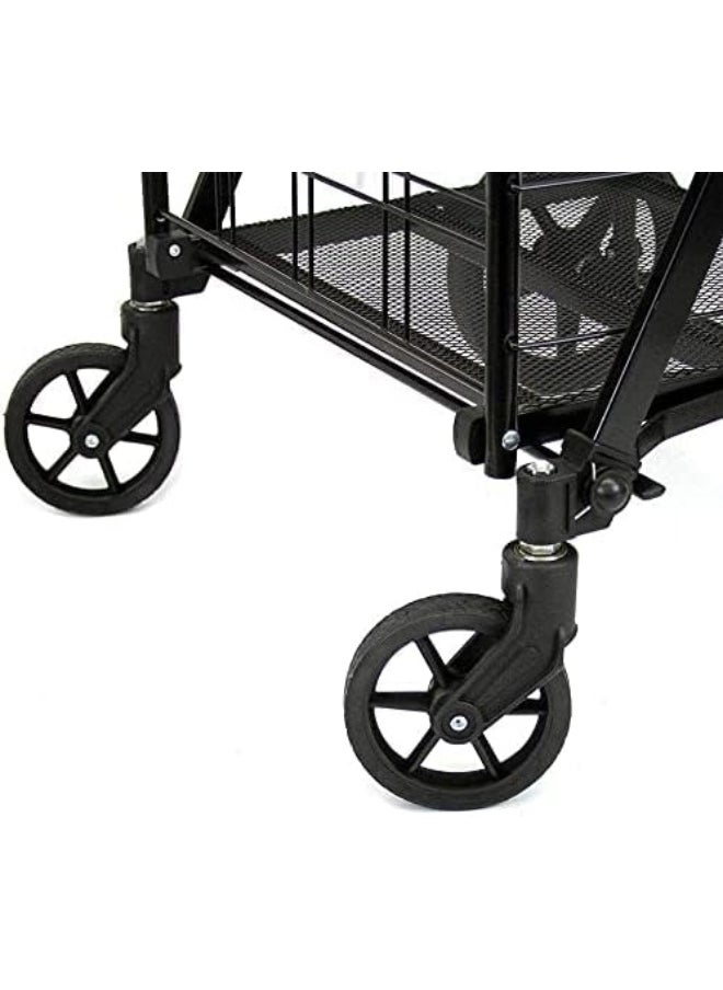 Generic GREATBUYS Fold-able Shopping Trolley Push Cart With Wheels, Folding Collapsible Grocery Storage Cart, Utility Transit Hand Cart for Daily Use, Black 60kg Max Load  - Image 2