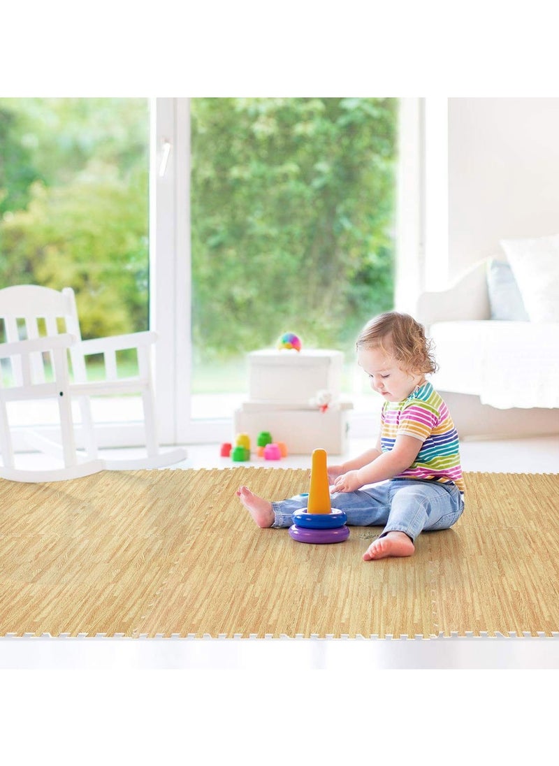KANGAROO Foam floor mat sets, wooden color, 16 pieces Bundle  - Image 4