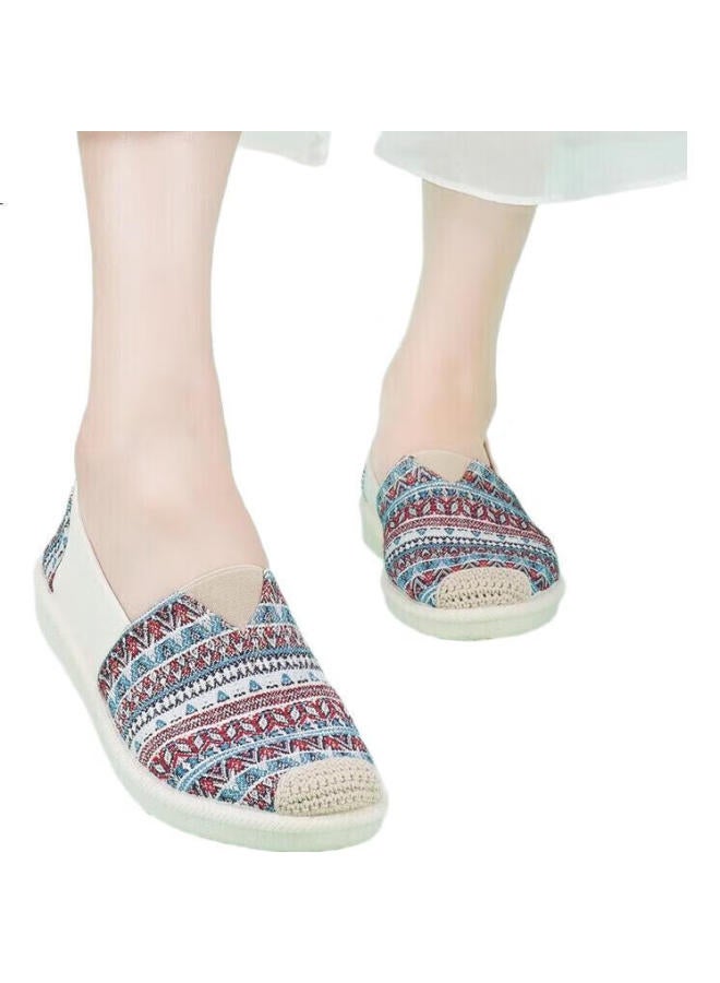 BUSHEYUAN Women'S Nurse Work Shoes Ethnic Style Casual Old Beijing Cloth Shoes Female 110-7043 Light Blue Size 37 - Image 3