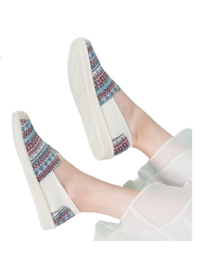 BUSHEYUAN Women'S Nurse Work Shoes Ethnic Style Casual Old Beijing Cloth Shoes Female 110-7043 Light Blue Size 37 - Image 2