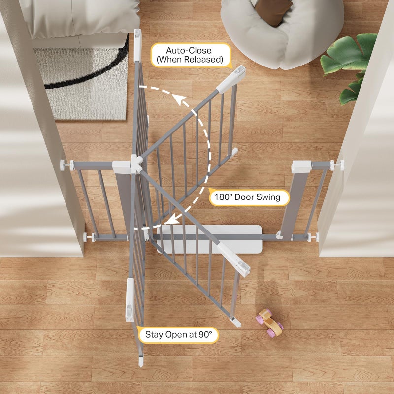 Cumbor 29.7"-40.6" Baby Gate for Stairs, Mom's Choice Awards Winner-Dog Gates for Doorways, Pressure Mounted Auto-Close Pet Gates for Dogs Indoor, Safety Child Gate with Easy Walk Thru Door, Gray - Image 4