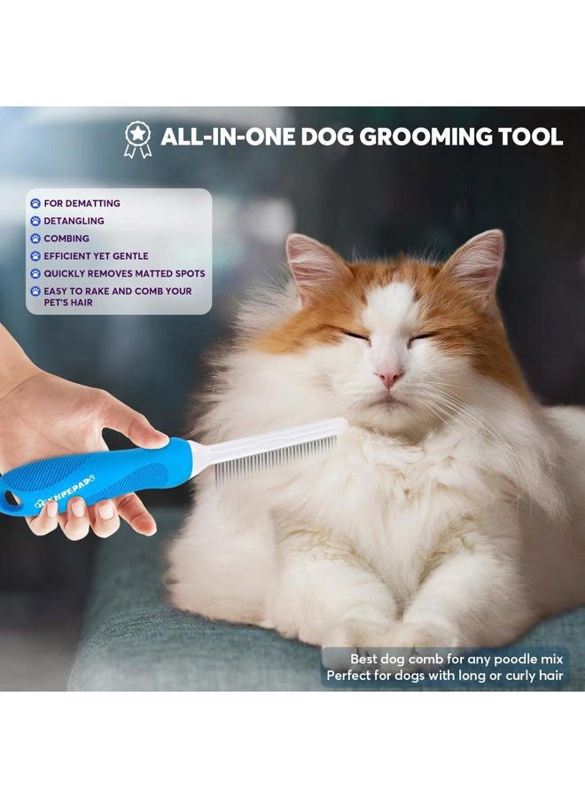 GENPEPADO Grooming Comb for Dogs and Cats with Long & Short Stainless Steel Metal Fine Teeth for Detangling Matted Hair - Pet Detangler Comb for Removing Tangles, Knots, Loose Fur from The Undercoat - Image 5