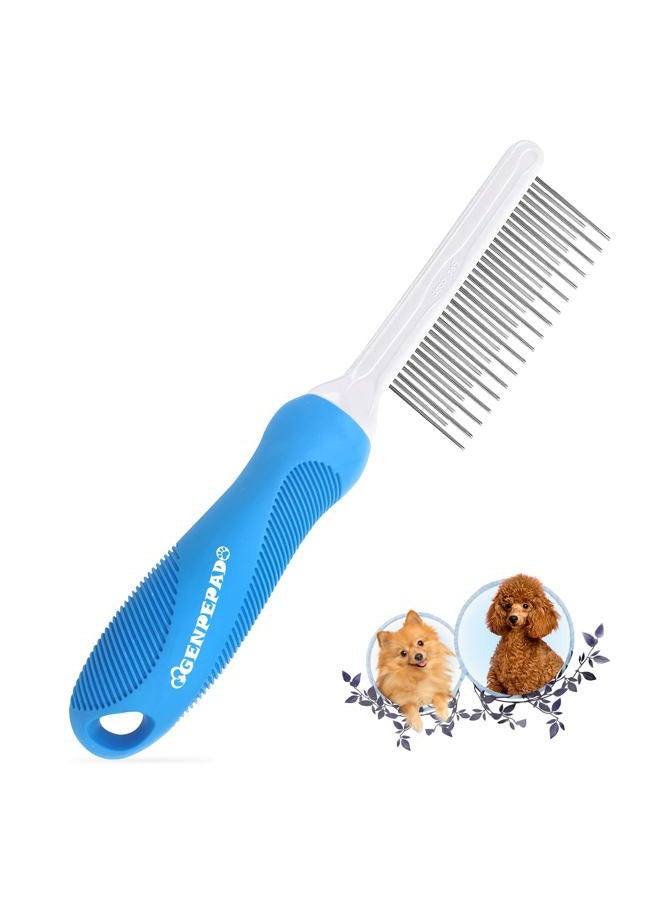 GENPEPADO Grooming Comb for Dogs and Cats with Long & Short Stainless Steel Metal Fine Teeth for Detangling Matted Hair - Pet Detangler Comb for Removing Tangles, Knots, Loose Fur from The Undercoat - Image 1