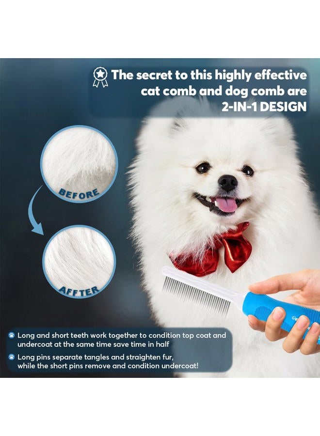 GENPEPADO Grooming Comb for Dogs and Cats with Long & Short Stainless Steel Metal Fine Teeth for Detangling Matted Hair - Pet Detangler Comb for Removing Tangles, Knots, Loose Fur from The Undercoat - Image 4