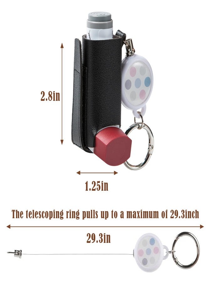 JFGLORIX Asthma Inhaler Holder Keychain Retractable Clip PU Leather Portable Travel Handy Holder for Kids and Adults, Inhaler Not Included (Black) - Image 3
