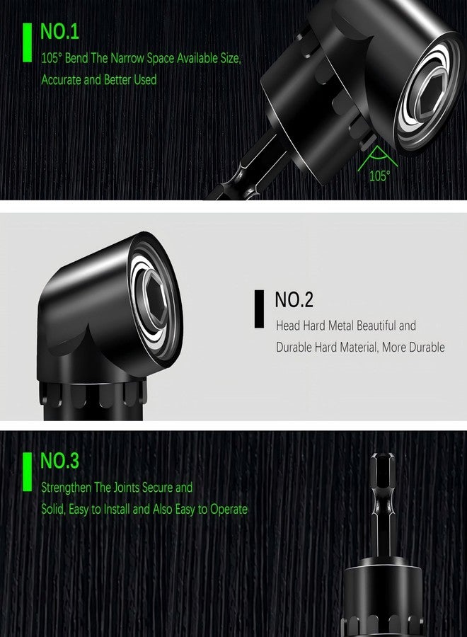 HOOOWOOO 105 Degree Right Steel Angle Driver Angle Extension Power Screwdriver drill with 1/4 Drive Hex Bit Quick Magnetic Drill Bit Angled bit Power Drill Tool,Multifunction Right Angle Drill - Image 3