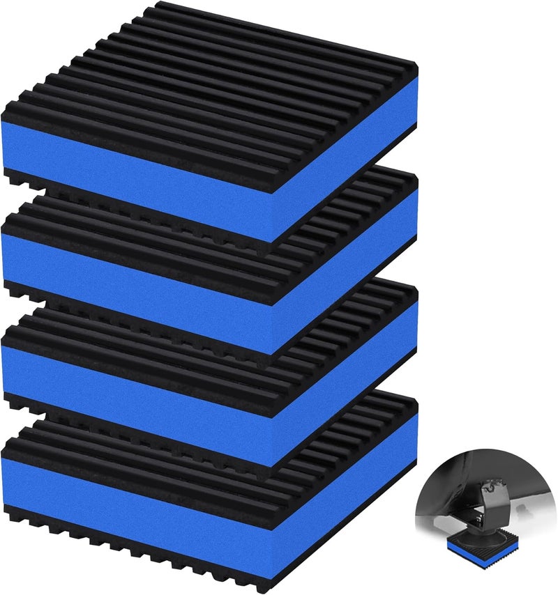 phepetroll 4P Anti Vibration Pads 3'' X 3'' X 7/8" Sound Isolation Ribbed Rubber Mats With EVA Center, Heavy Duty Vibration Isolation Pads for Air Compressos, Conditioner, Treadmill, HVAC Washer Dryer - Image 1