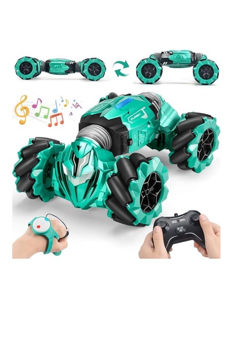 Stunt Car 2.4GHz Remote Control Gesture Sensor Toy Car 4WD Transform Double Sided Rotating Off Road Vehicle 360° Flips with Lights Music Toy Cars for Boys & Girls Birthday