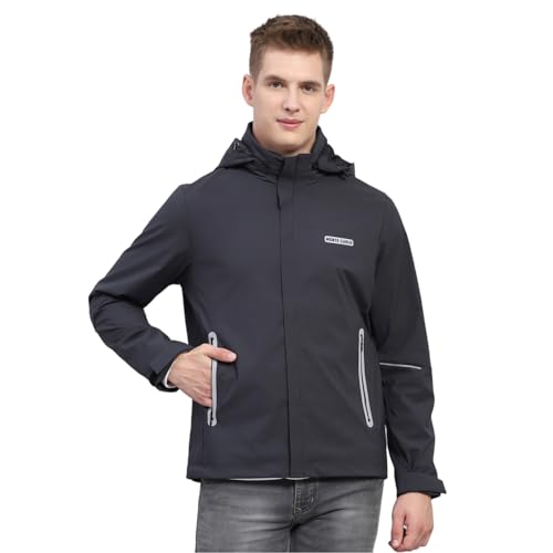 Monte Carlo Mens Solid Dark Grey Detachable Hood Full Sleeve Jacket - Image 1