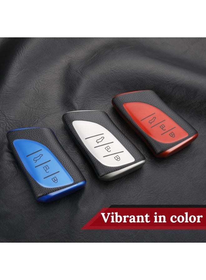 OUYoo Compatible with lexus Key fob Cover with Keychain,Metal Keychain,TPU Protective Key case,Upgrade the TPU surface texture shell,Compatible with 2018-2025 ES250 ES350 UX200 NX300h RX350 RX450h GX460 TX550 LX600 LS500 LC500h ect new Remote Smart Key,With keychain.(blue) - Image 4