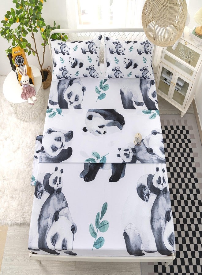 CVHOUSE Panda Fitted Sheet & Pillow Cases - Full Size, Cute Panda Bedding Set for Boys & Girls - 4 Piece - Image 3