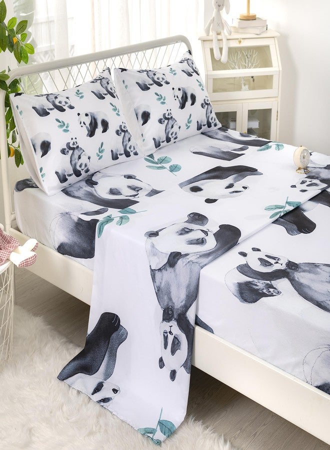 CVHOUSE Panda Fitted Sheet & Pillow Cases - Full Size, Cute Panda Bedding Set for Boys & Girls - 4 Piece - Image 4