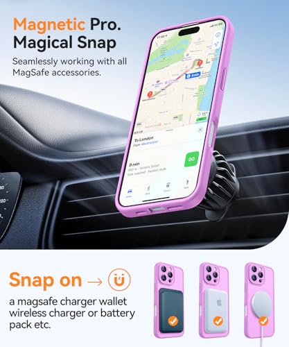 CANSHN Magnetic Compatible with iPhone 16 Pro Max Case, Upgraded [Full Camera Protection] [Compatible with Magsafe] [Translucent Matte] Shockproof Protective Phone Cover 6.9 Inch - Pinkish Purple - Image 5