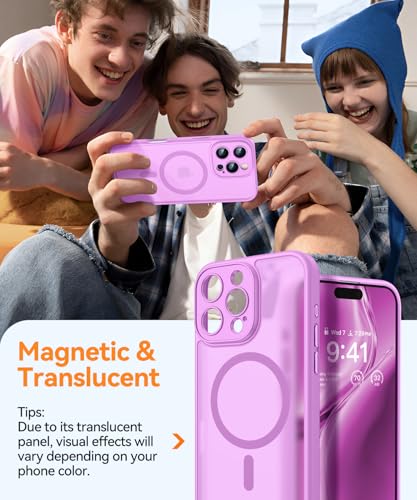 CANSHN Magnetic Compatible with iPhone 16 Pro Max Case, Upgraded [Full Camera Protection] [Compatible with Magsafe] [Translucent Matte] Shockproof Protective Phone Cover 6.9 Inch - Pinkish Purple - Image 3