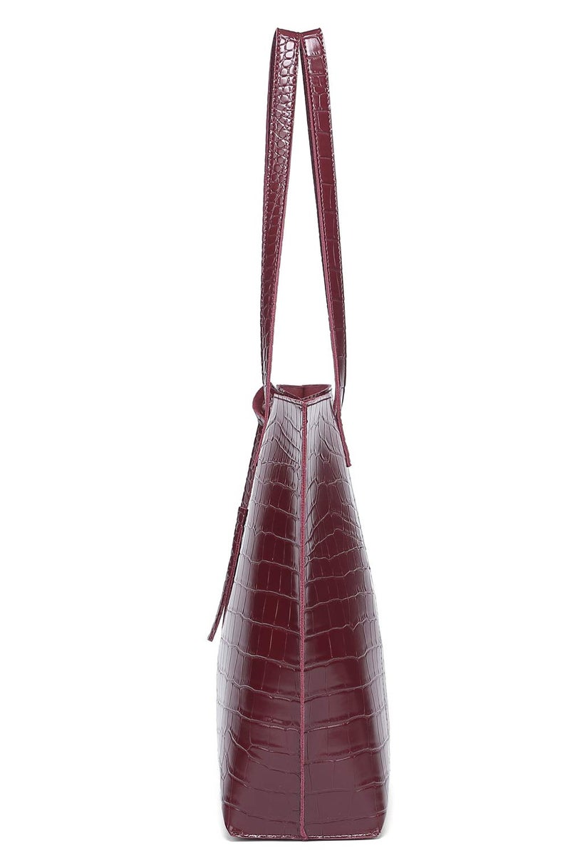 Dreubea Women's Soft Faux Leather Tote Shoulder Bag from, Big Capacity Tassel Handbag Wine Red-cro - Image 3