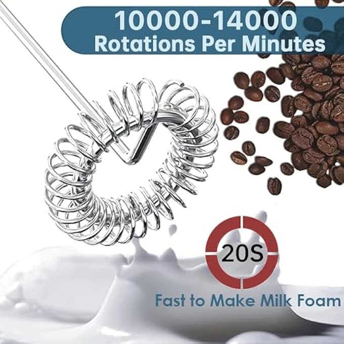 ايه دبليو اتش  خفاقة الحليب اليدوية، خفاقات كهربائية، خفاقة قهوة، خفاقة صغيرة، صانعة رغوة، خلاط مشروبات للقهوة والحليب واللاتيه والكابتشينو والكريمة والماتشا باللون الأسود - Image 2