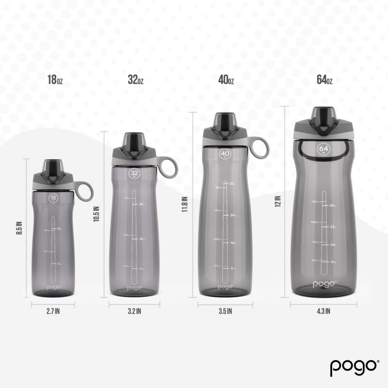 Pogo BPA-Free Tritan Plastic Water Bottle with Chug Lid, 40 Oz, Grey - Image 3