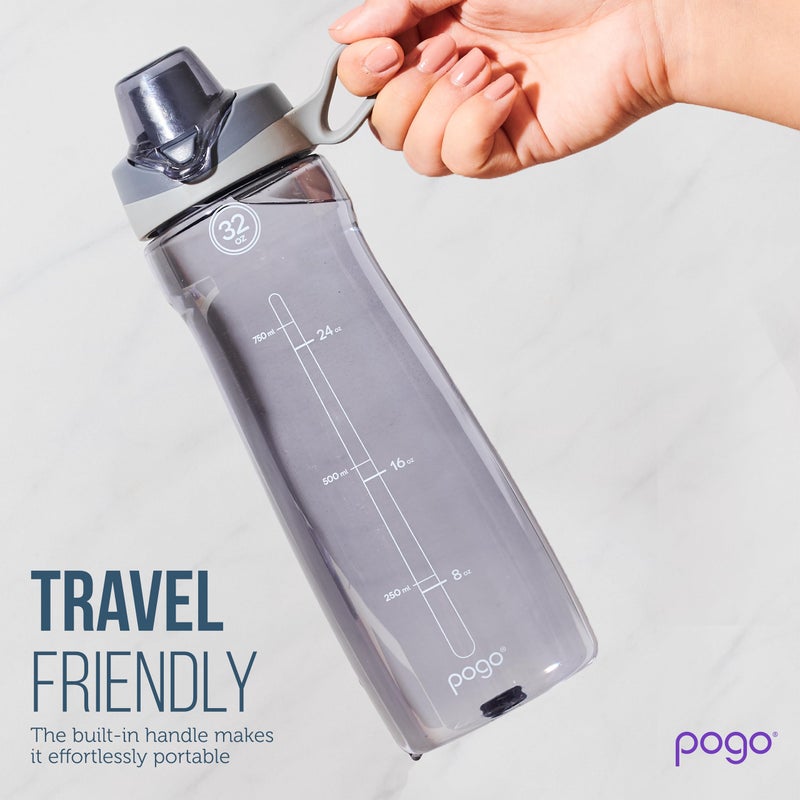 Pogo BPA-Free Tritan Plastic Water Bottle with Chug Lid, 40 Oz, Grey - Image 5