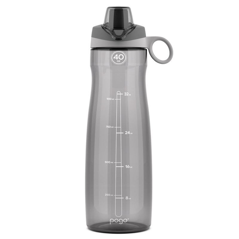 Pogo BPA-Free Tritan Plastic Water Bottle with Chug Lid, 40 Oz, Grey - Image 1