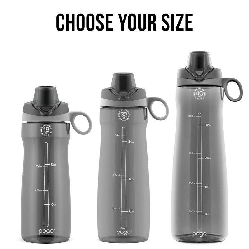 Pogo BPA-Free Tritan Plastic Water Bottle with Chug Lid, 40 Oz, Grey - Image 2