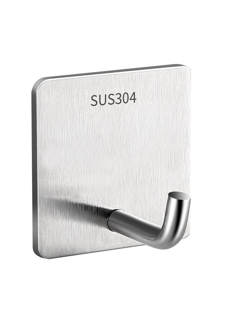 Generic 1 x 5 pcs Stainless Steel Acrylic Adhesive Hooks Wire-drawing silver [send double-sided adhesive] 