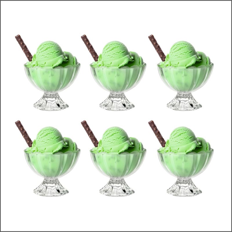 Yera 125ml Glass Bowl Set Perfect for Indulgent Treats Set of 6 Exquisite Glass Ice Cream Cups - Image 1