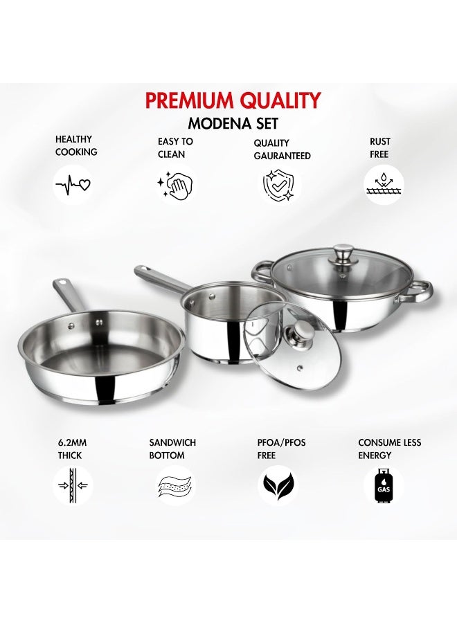 VINOD طقم أواني الطهي من الفولاذ المقاوم للصدأ فينود مودينا 5 قطع - Image 3