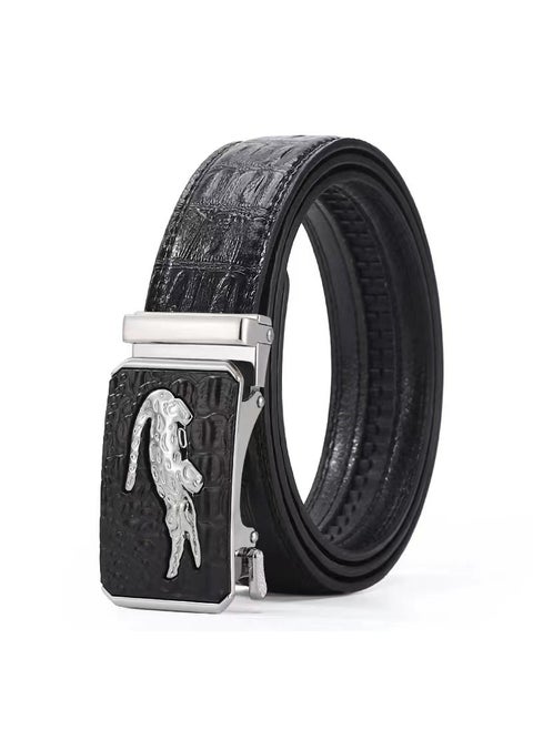 Automatic Elegant Universal Belt for Men Silver crocodile melon seed pattern